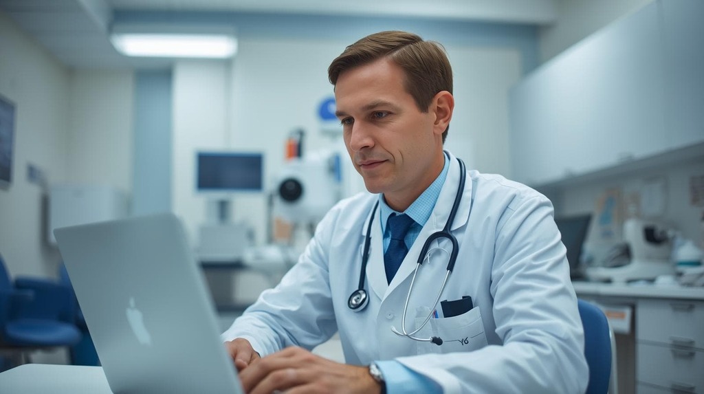 Modern healthcare practitioner in Winston-Salem using a secure, HIPAA-compliant tablet for patient data management.